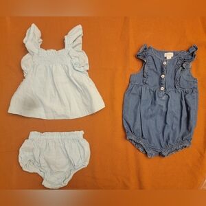 Cat And Jack Baby Girl Blue Spring/Summer Outfits - Size 18 Months - 2 Outfits